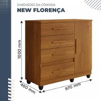Cômoda New Florença 1 Porta 4 Gavetas Em Mdp Benetil Móveis Cinamomo - 5