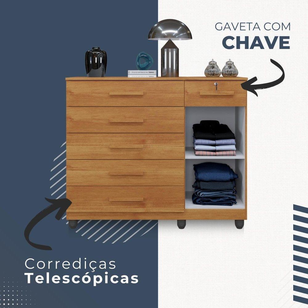 Cômoda Milão 1 Porta 6 Gavetas Em Mdp Benetil Móveis Cinamomo - 3