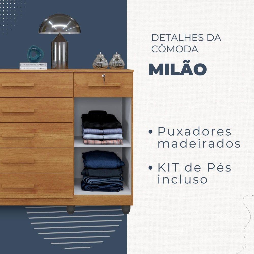 Cômoda Milão 1 Porta 6 Gavetas Em Mdp Benetil Móveis Cinamomo - 4