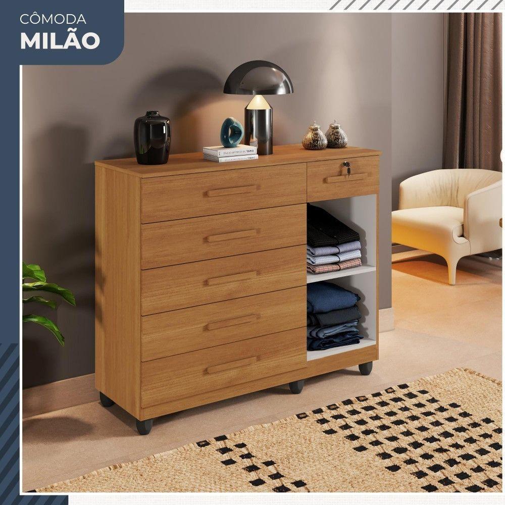 Cômoda Milão 1 Porta 6 Gavetas Em Mdp Benetil Móveis Cinamomo - 8