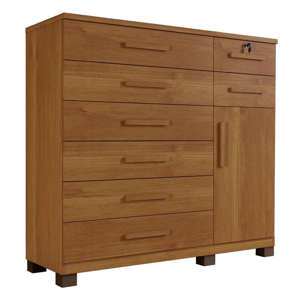 Cômoda New Vitória 1 Porta 8 Gavetas Em Mdp Com Chave Benetil Móveis Cinamomo - 1