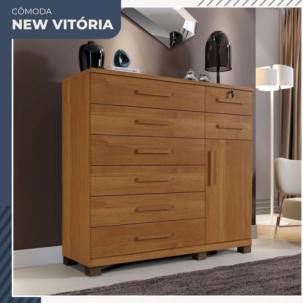 Cômoda New Vitória 1 Porta 8 Gavetas Em Mdp Com Chave Benetil Móveis Cinamomo - 2