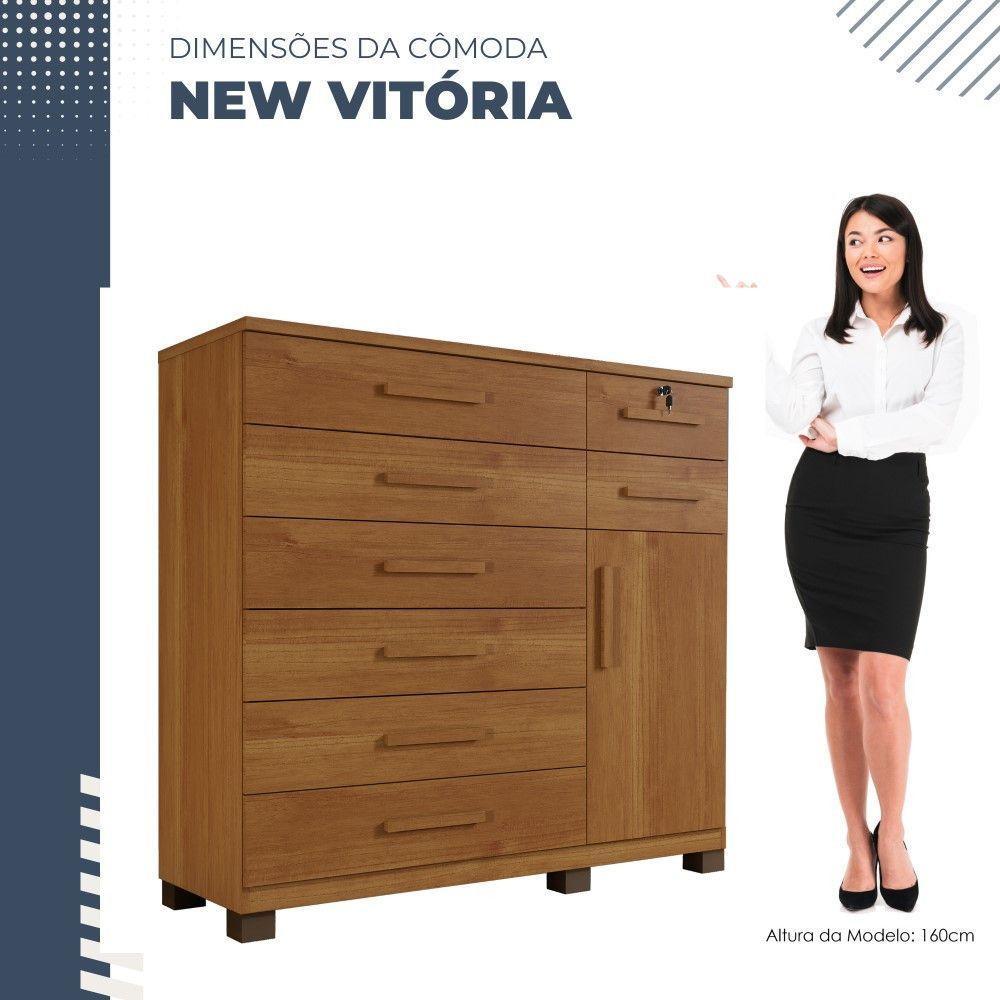 Cômoda New Vitória 1 Porta 8 Gavetas Em Mdp Com Chave Benetil Móveis Cinamomo - 3