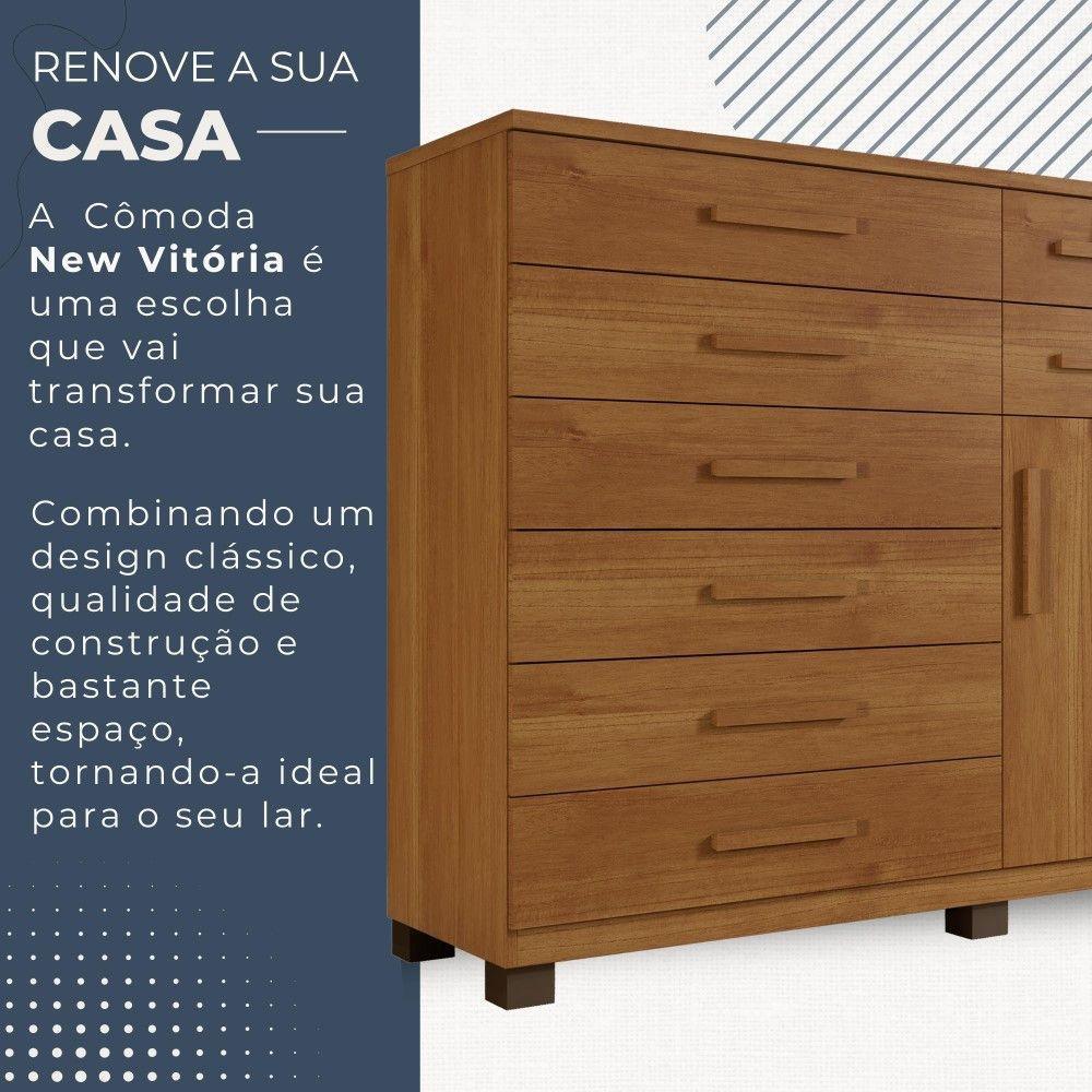 Cômoda New Vitória 1 Porta 8 Gavetas Em Mdp Com Chave Benetil Móveis Cinamomo - 4