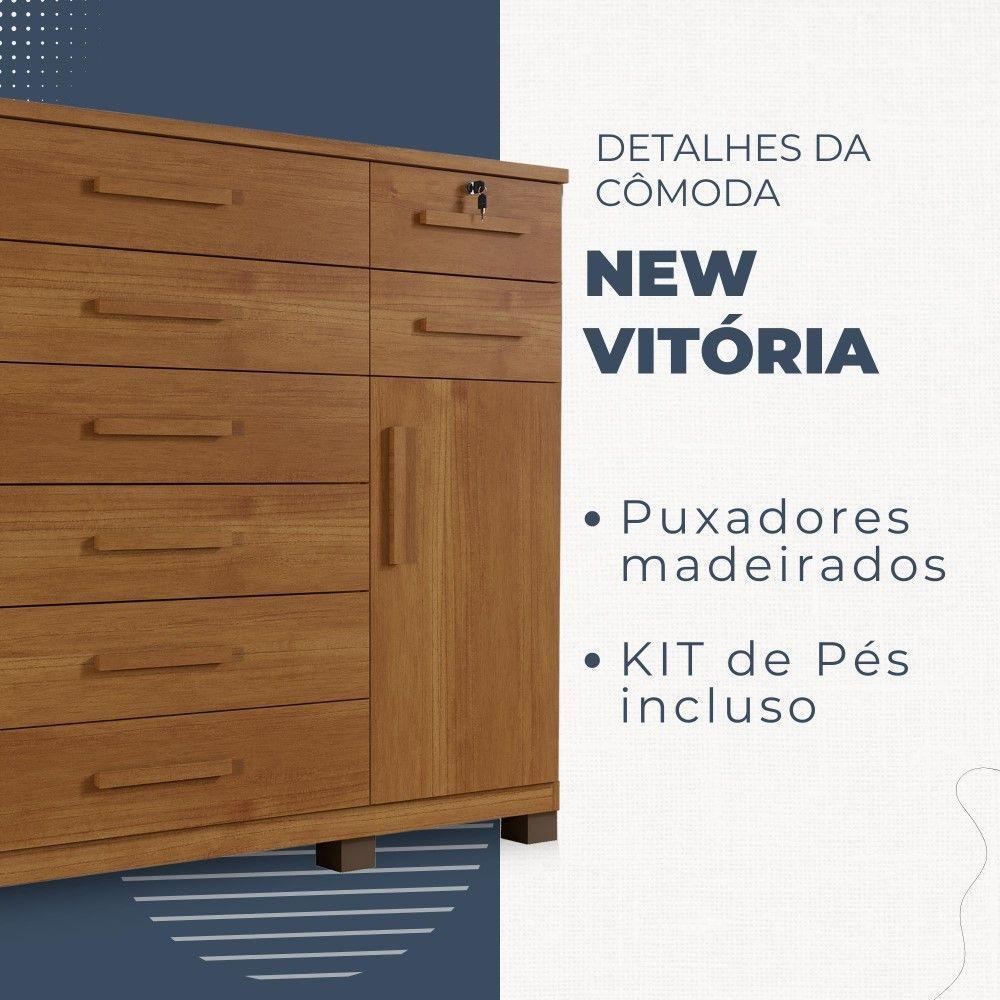 Cômoda New Vitória 1 Porta 8 Gavetas Em Mdp Com Chave Benetil Móveis Cinamomo - 5