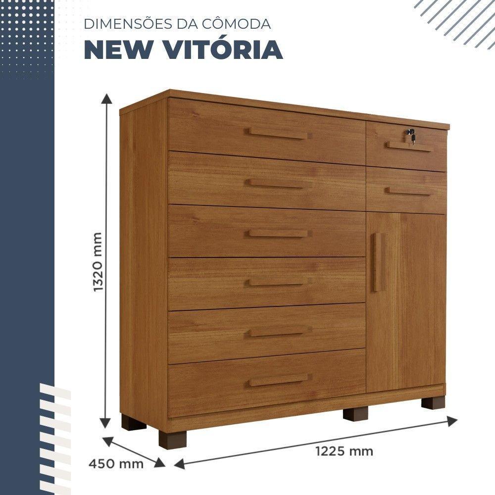 Cômoda New Vitória 1 Porta 8 Gavetas Em Mdp Com Chave Benetil Móveis Cinamomo - 6