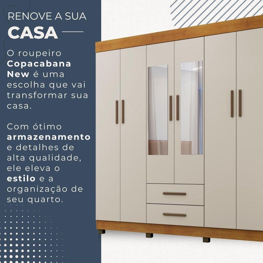 Guarda Roupa Copacabana New 6 Portas 2 Gavetas Com Espelho Benetil Móveis Cinamomo Com Off White - 5
