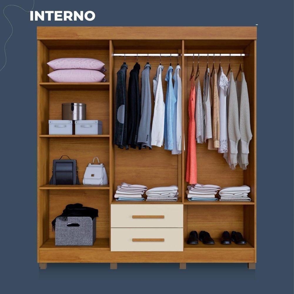 Guarda Roupa Copacabana New 6 Portas 2 Gavetas Com Espelho Benetil Móveis Cinamomo Com Off White - 7