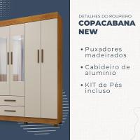 Guarda Roupa Copacabana New 6 Portas 2 Gavetas Com Espelho Benetil Móveis Cinamomo Com Off White