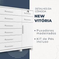Cômoda New Vitória 1 Porta 8 Gavetas Em Mdp Com Chave Benetil Móveis Branco - 3