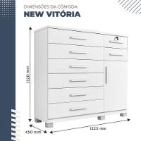 Cômoda New Vitória 1 Porta 8 Gavetas Em Mdp Com Chave Benetil Móveis Branco
