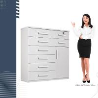 Cômoda New Vitória 1 Porta 8 Gavetas Em Mdp Com Chave Benetil Móveis Branco - 5