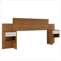 Cabeceira Extensível Master Com 2 Mesas De Cabeceiras 2 Gavetas Benetil Móveis Cinamomo Com Off White - 1