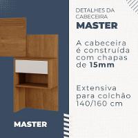 Cabeceira Extensível Master Com 2 Mesas De Cabeceiras 2 Gavetas Benetil Móveis Cinamomo Com Off White - 7