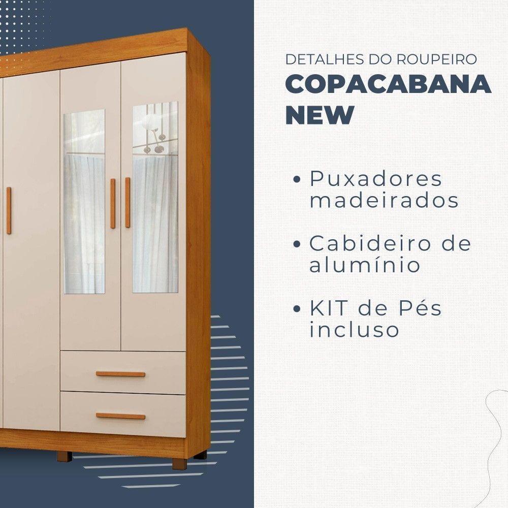Guarda Roupa Copacabana New 4 Portas 2 Gavetas Com Espelho Benetil Móveis Cinamomo Com Off White - 6