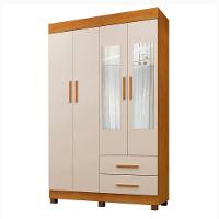 Guarda Roupa Copacabana New 4 Portas 2 Gavetas Com Espelho Benetil Móveis Cinamomo Com Off White - 1