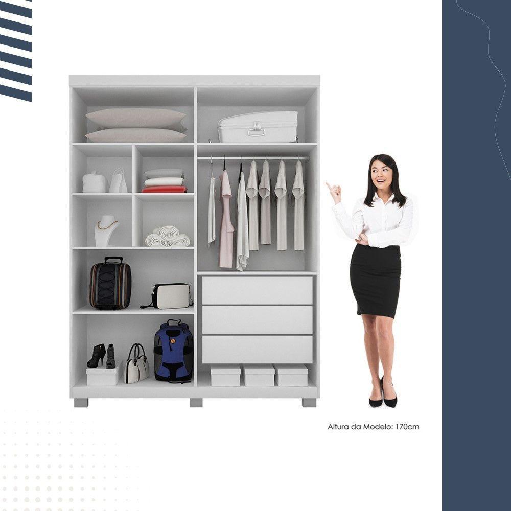 Guarda Roupa Master 4 Portas 3 Gavetas Em Mdf Benetil Móveis Branco - 5