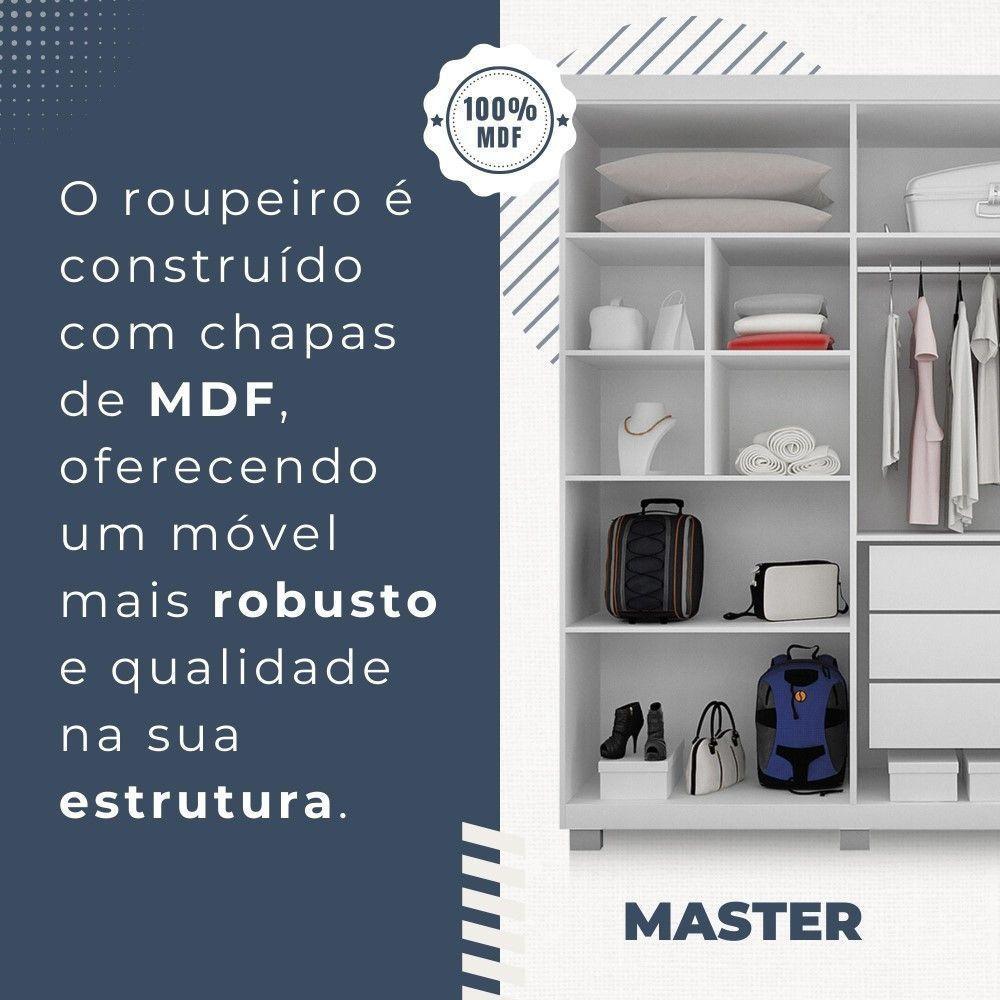 Guarda Roupa Master 4 Portas 3 Gavetas Em Mdf Benetil Móveis Branco - 8