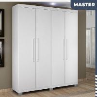 Guarda Roupa Master 4 Portas 3 Gavetas Em Mdf Benetil Móveis Branco