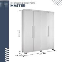 Guarda Roupa Master 4 Portas 3 Gavetas Em Mdf Benetil Móveis Branco - 7