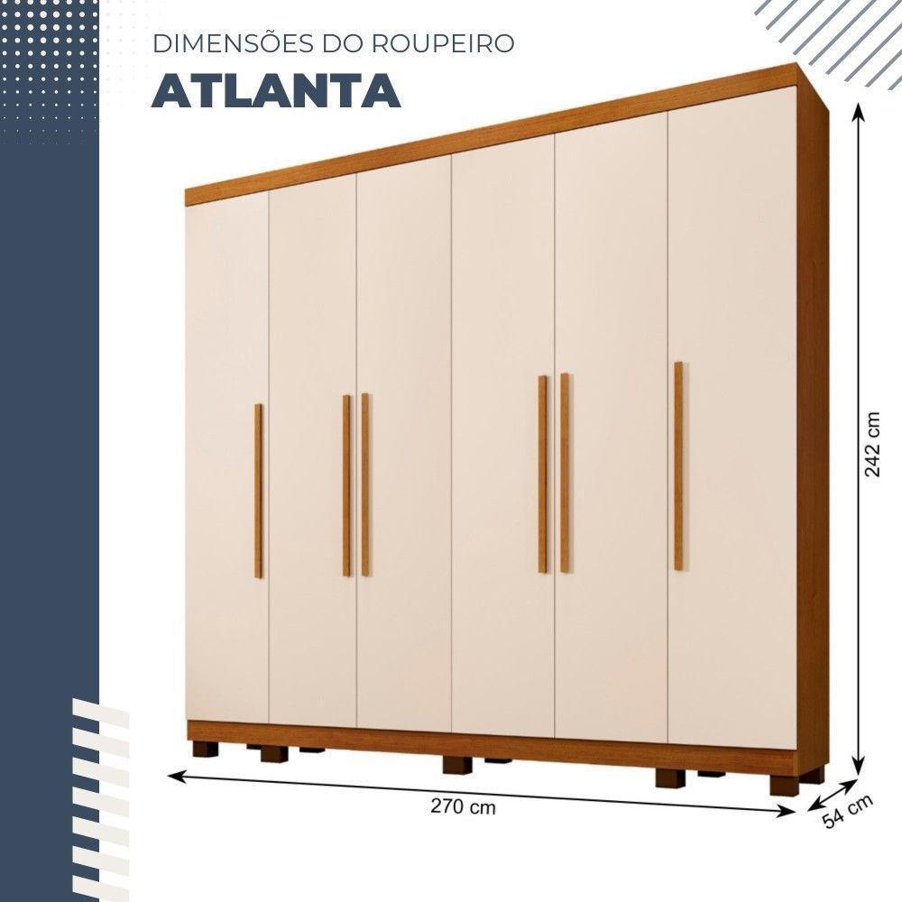 Guarda Roupa Atlanta 6 Portas 6 Gavetas Em Mdp Benetil Móveis Cinamomo Com Off White - 7