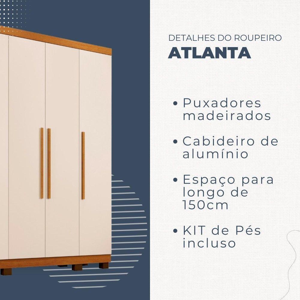 Guarda Roupa Atlanta 6 Portas 6 Gavetas Em Mdp Benetil Móveis Cinamomo Com Off White - 10