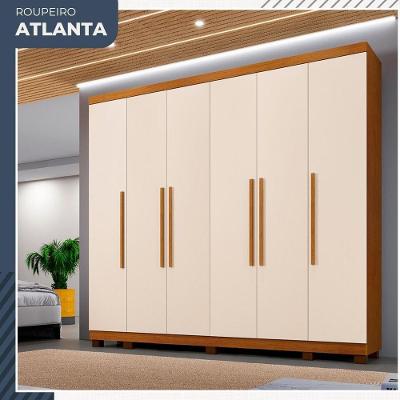 Guarda Roupa Casal Atlanta 6 Portas Bater 6 Gavetas Cinamomo com Off White Benetil Móveis