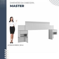 Cabeceira Extensível Master Com 2 Mesas De Cabeceiras 2 Gavetas Benetil Móveis Branco - 13