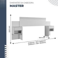 Cabeceira Extensível Master Com 2 Mesas De Cabeceiras 2 Gavetas Benetil Móveis Branco - 15