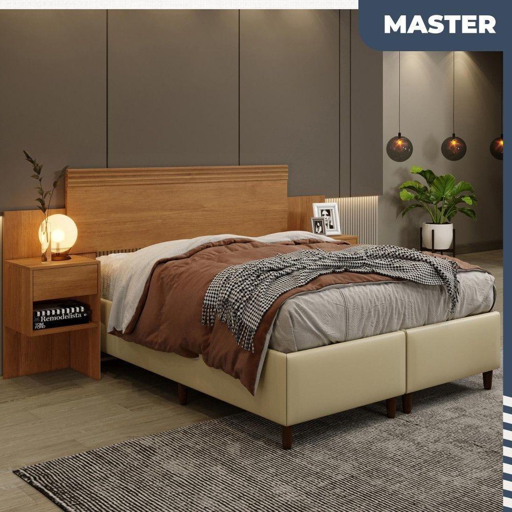 Cabeceira Extensível Master Com 2 Mesas De Cabeceiras 2 Gavetas Benetil Móveis Cinamomo - 7