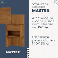 Cabeceira Extensível Master Com 2 Mesas De Cabeceiras 2 Gavetas Benetil Móveis Cinamomo - 3