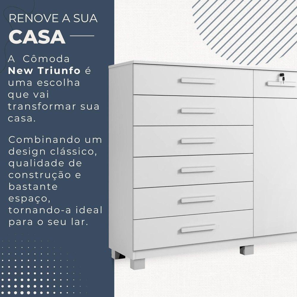 Cômoda New Triunfo 2 Portas 8 Gavetas Em Mdp Com Chave Benetil Móveis Branco - 6