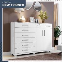 Cômoda New Triunfo 2 Portas 8 Gavetas Em Mdp Com Chave Benetil Móveis Branco - 2