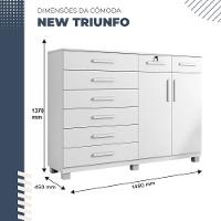 Cômoda New Triunfo 2 Portas 8 Gavetas Em Mdp Com Chave Benetil Móveis Branco - 3