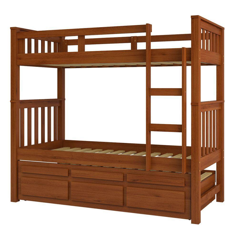 Treliche Solteiro Castanho Claro 3 Gavetas E 1 Escada Madeira De Pinus - Saraiva - 3