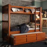 Treliche Solteiro Castanho Claro 3 Gavetas E 1 Escada Madeira De Pinus - Saraiva - 1