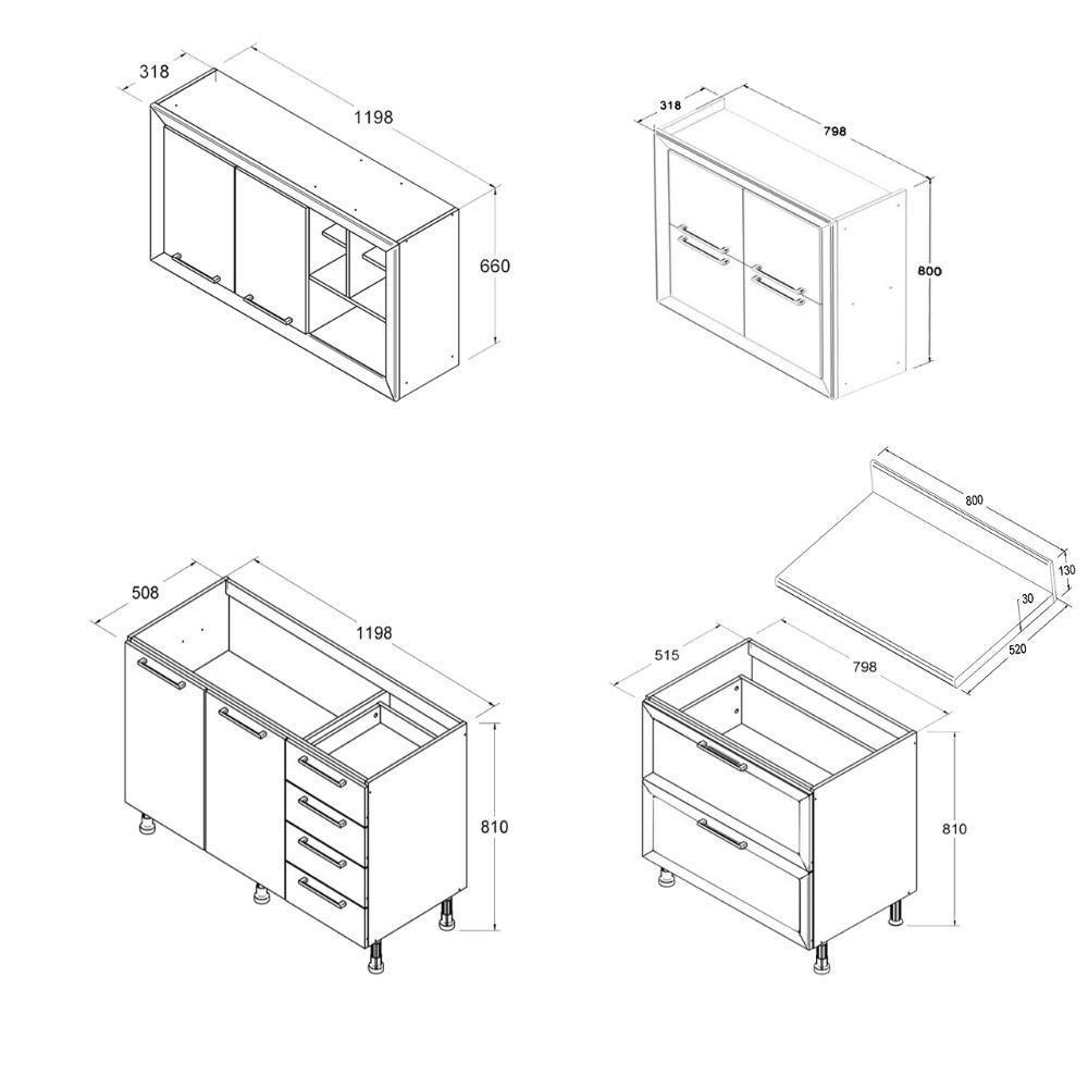 Cozinha Ditália Aspen S/tampo S/pia Carv/branco A58 - 8