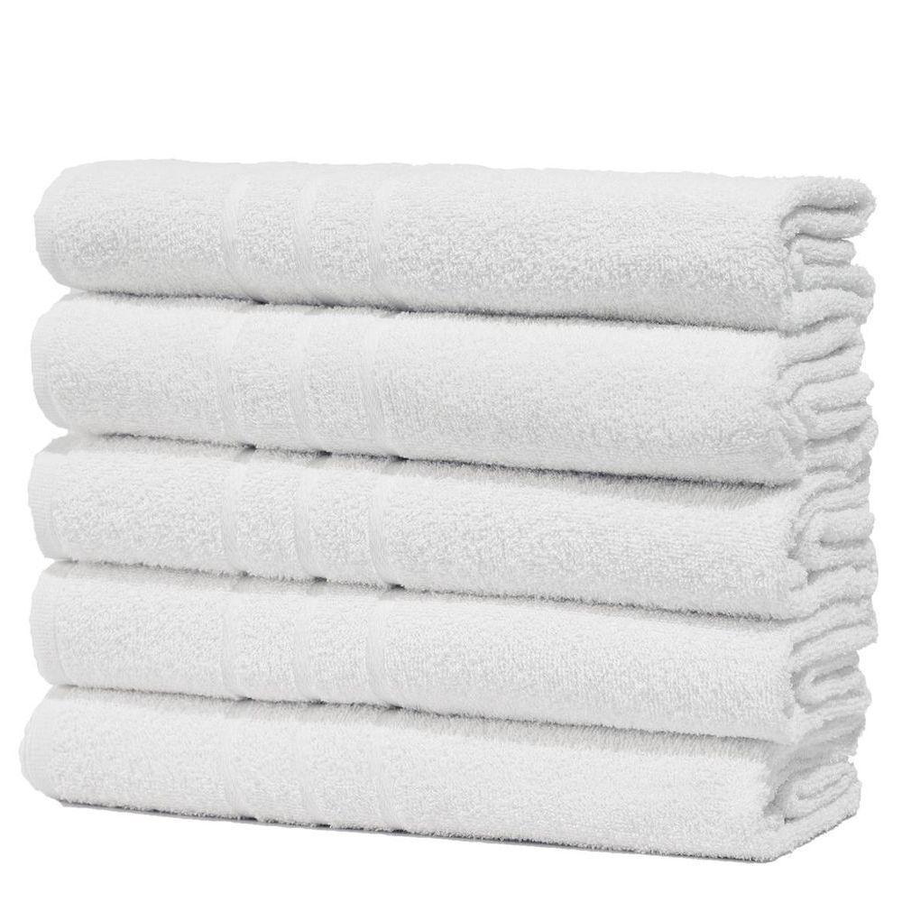 Kit 5 Toalhas Para Salão De Beleza Rosto Felpuda Macia Prata - Branco - 1