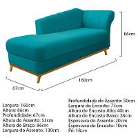 Kit Diva Recamier Vanessa 160cm Lado Esquerdo E 01 Poltrona Laura Suede Cor Azul Turquesa - 8