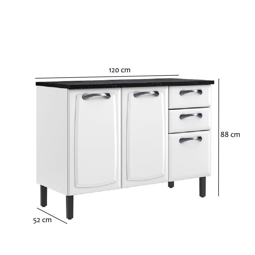 Balcão De Cozinha New Premium Em Aço Com 3 Portas E 2 Gavetas Itatiaia Branco Neve - 7