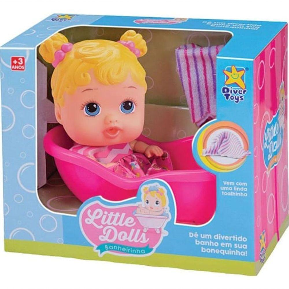 Boneca Little Dolls Com Banheirinha - Divertoys - Loira - 3