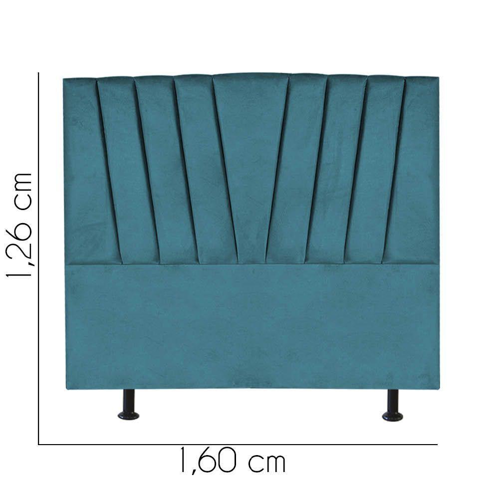 Cabeceira Estofada Bélgica 160cm Queen Size Para Cama Box Quarto Suede Azul Turquesa - 2