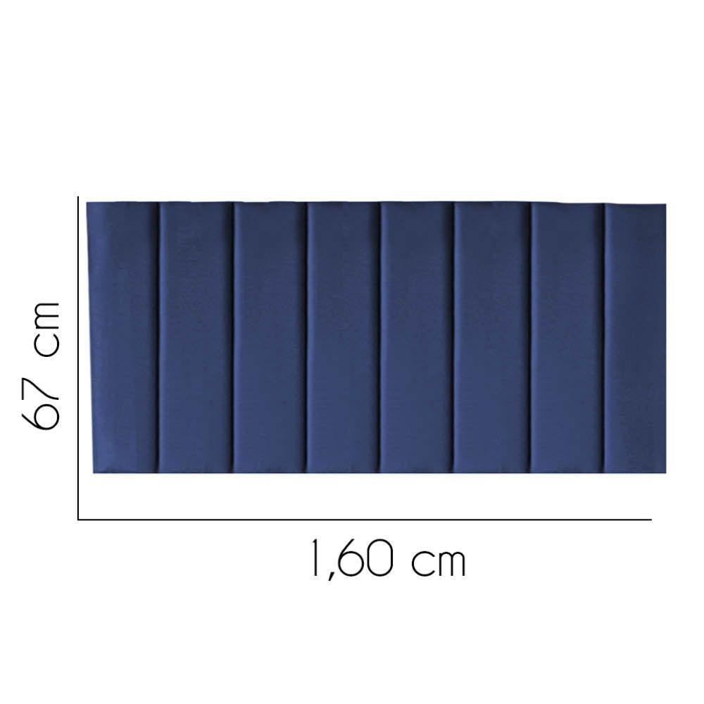Painel Estofada Carla 160cm Queen Size Para Cama Box Quarto Suede Azul Marinho - 2