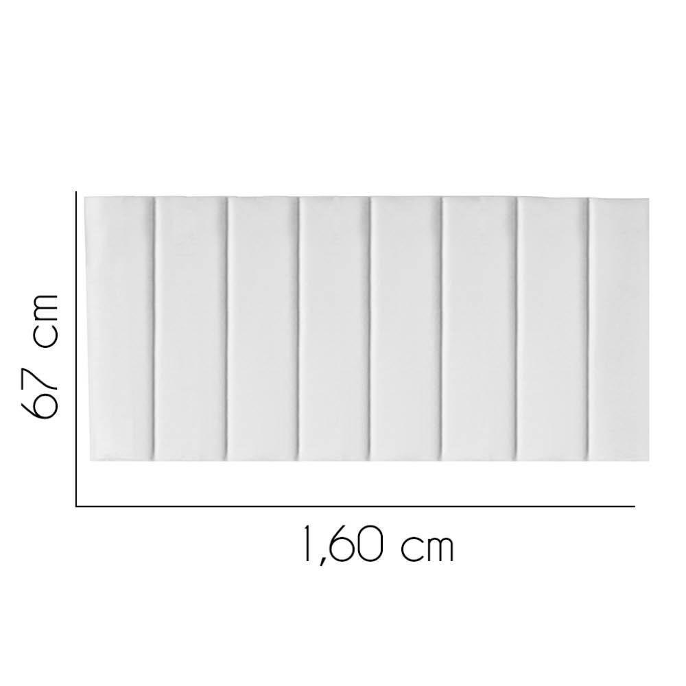 Painel Estofada Carla 160cm Queen Size Para Cama Box Quarto Suede Branco - 2
