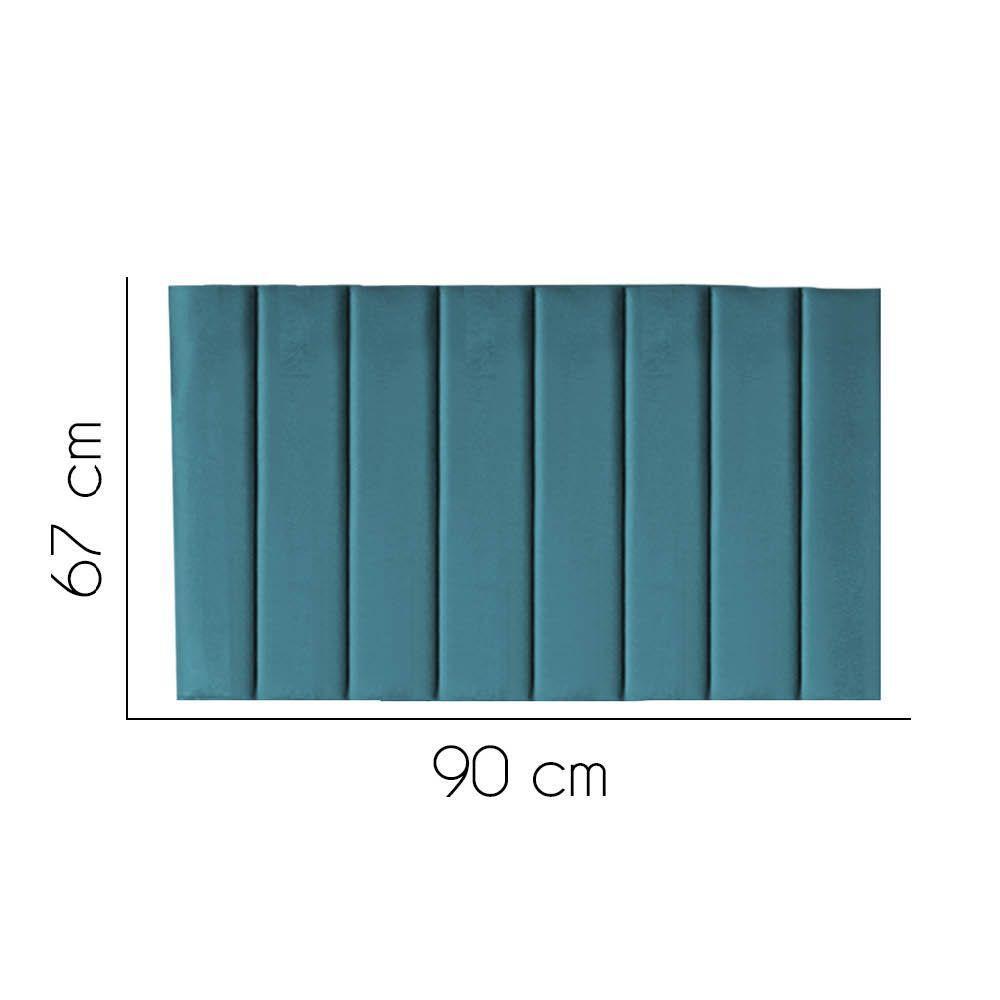 Painel Estofada Carla 90cm Solteiro Para Cama Box Quarto Suede Azul Turquesa - 2