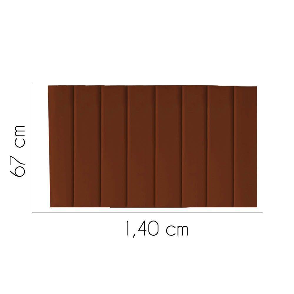 Painel Estofada Carla 140cm Casal Para Cama Box Quarto Suede Terracota Telha - 2