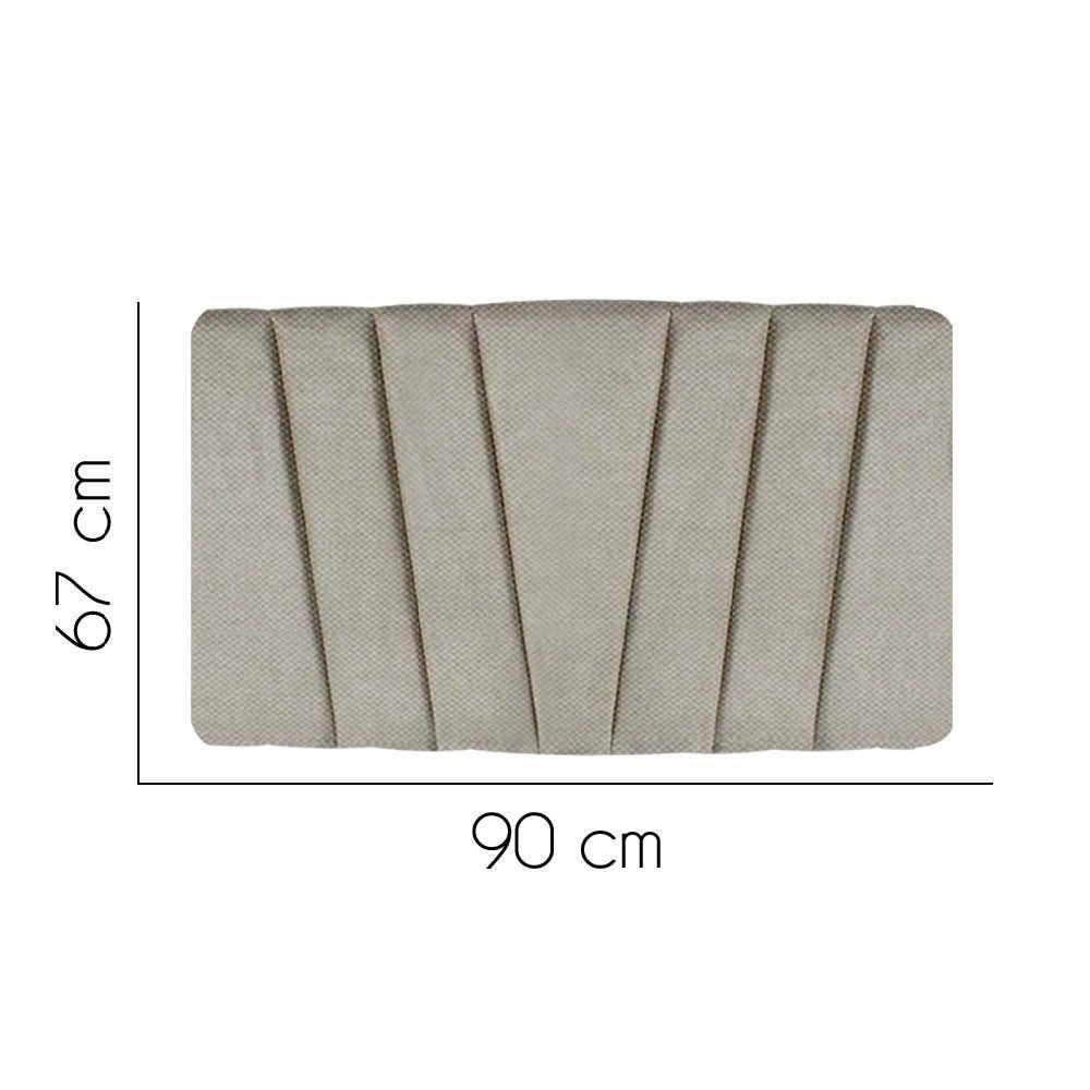 Painel Estofada Bélgica 90cm Solteiro Para Cama Box Quarto Linho Bege - 2