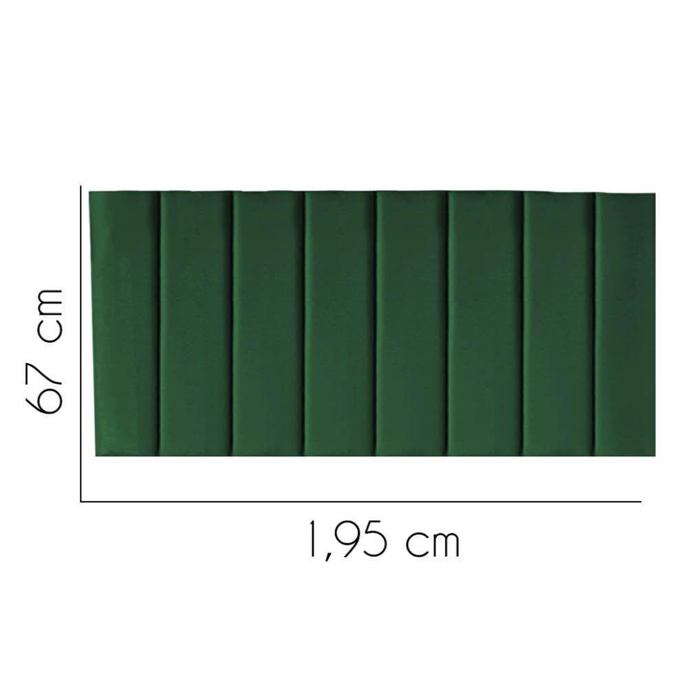 Painel Estofada Carla 195cm King Size Para Cama Box Quarto Suede Verde - 2