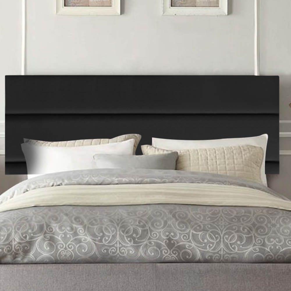 Painel Estofada Argentina 140cm Casal Para Cama Box Quarto Suede Preto - 1