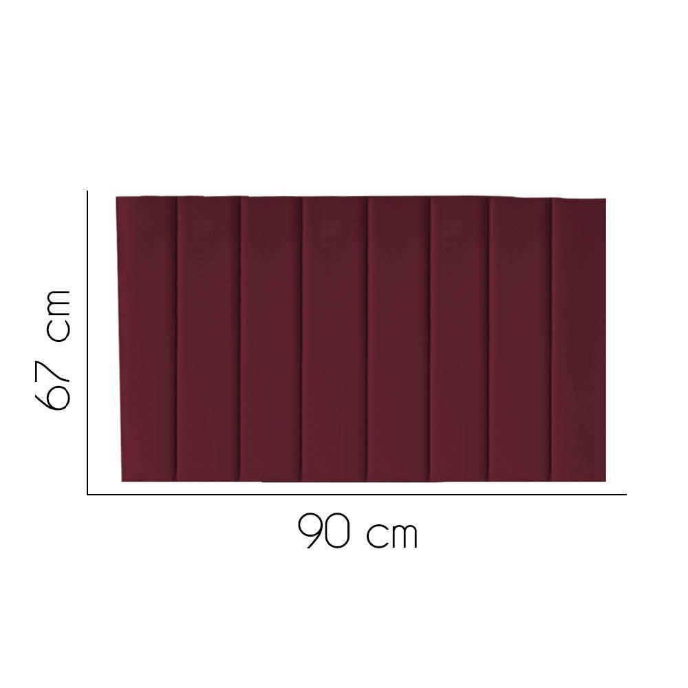 Painel Estofada Carla 90cm Solteiro Para Cama Box Quarto Suede Bordô - 3